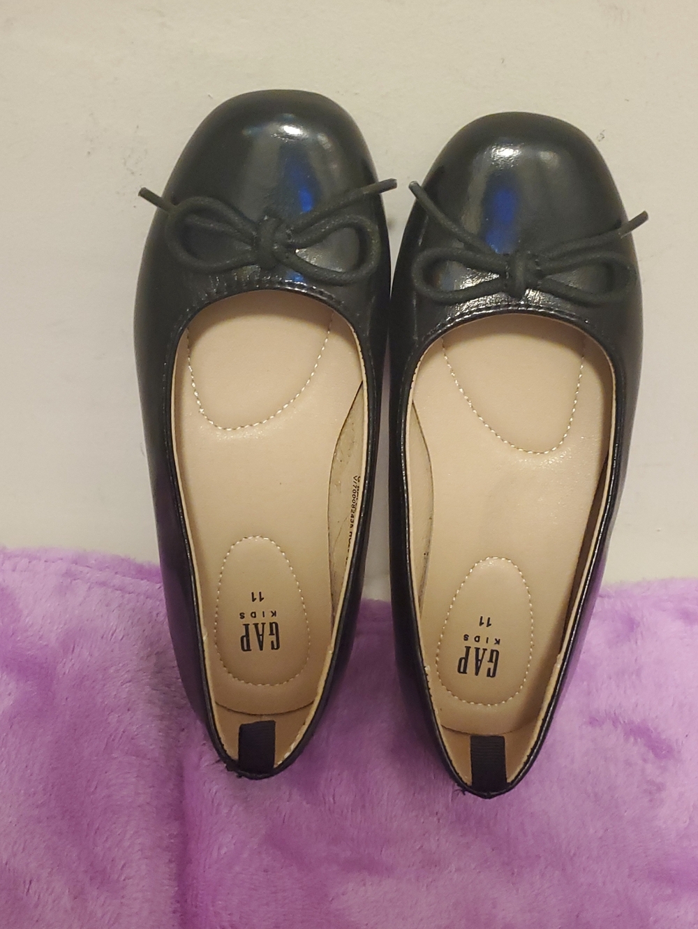 GAP Black Bow Ballet Flats for Kids Girls, Size 11.